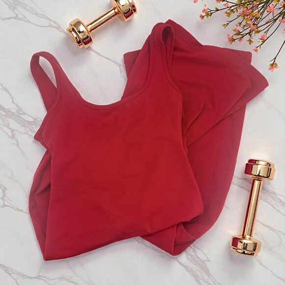 Pants - Red Sculpting Jumpsuit | Cutout Back | Scrunch Bum | Flare Leg | Size M